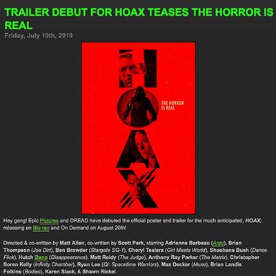 TRAILER DEBUT FOR HOAX TEASES THE HORROR IS REAL